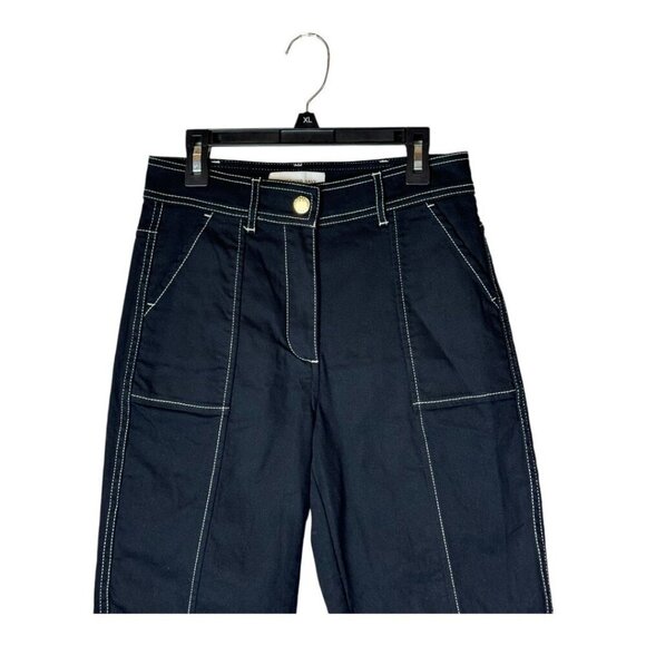 Something Navy Pants Women 4 Black White Contrast Stitching Denim Ankle Jeans - Picture 4 of 10